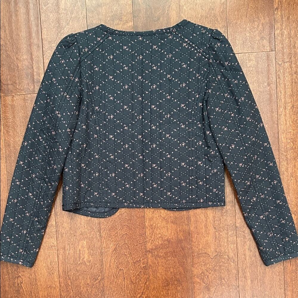 Rubbish Quilted Cottagecore Blue Ditsy Calico Floral Open Front Jacket, Size XXS - Picture 13 of 15